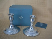 2 Kirk Stieff Pewter Candlestick Holders Lenox 4" USA