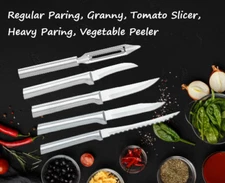 Rada 5pc Set Regular Paring, Granny, Tomato Slicer, Heavy Duty, Vegetable Peeler