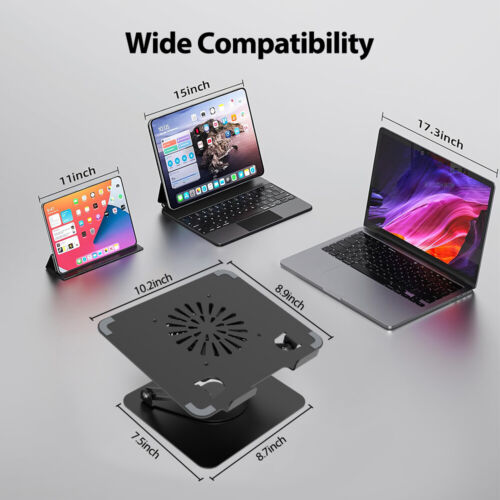 Foldable Laptop Stand Ergonomic Riser 360° Rotating Bracket with Cooling Fan - Picture 4 of 10