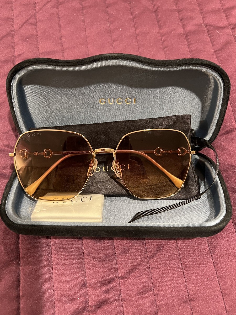 GUCCI Horsebit Gold Brown Gradient GG0882SA 004 Sunglasses