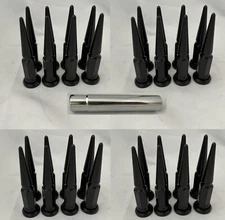 32 SPIKE KIT ALCOA DUALLY WHEEL RIM BLACK LUG NUT WITH FLAT SEAT WASHER 14x1.50