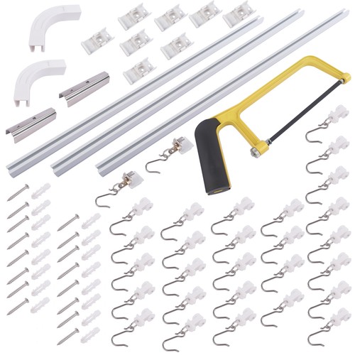 Ceiling Curtain Track Kit 6-18ft Rail w/ Corner Connectors, Hooks, Brackets - Picture 24 of 47