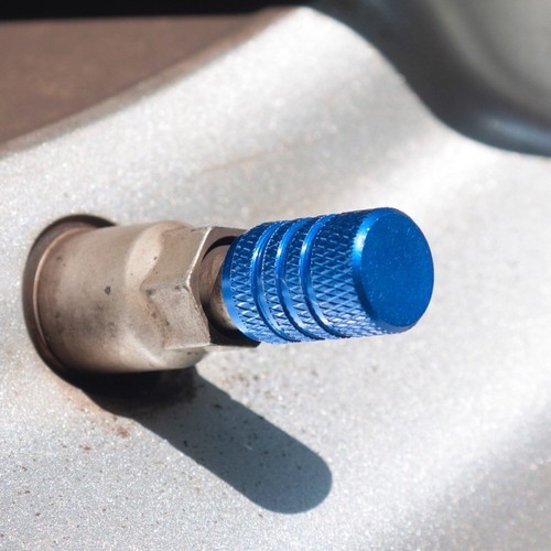 4x Blue Aluminum Universal Piston Tire Valve/Wheel Air Port Dust Cover Stem Caps - Picture 2 of 4