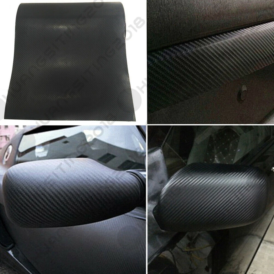 3D Car Interior Accessories Panel Black Carbon Fiber Vinyl Wrap DIY Sticker 8912 Foto 3 de 4
