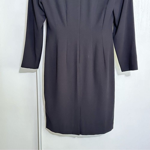Vintage Liz Claiborne Midi Dress Black Long Sleeve Square Neck Size 8 Career - Picture 5 of 15