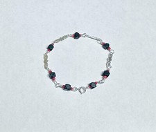 Sterling Silver  Genuine 4mm Azabache Jet w/Saint Lucy Eyes 5.75" Baby Bracelet