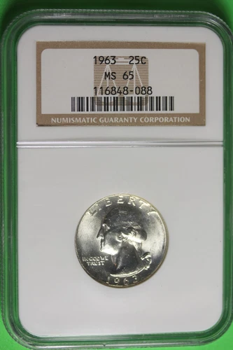 1963 MS65 NGC WASHINGTON QUARTER #B35845
