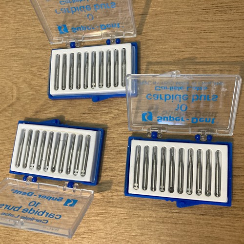 NUEVO Lote de 3 Cajas Super-Dent 10 Carburo Burs Inglaterra Carlisle Labs Dental - Imagen 2 de 6