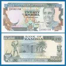 Zambia 20 Kwacha P 32b Signature 9 UNC (P-32 b)