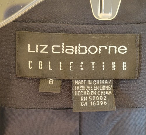 Liz Claiborne Skirt Suit Size 8 Blue Silk Double Breasted Business Classic - Picture 5 of 13