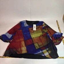 Calessa Women’s Top Size PM - Red Multi - NEW