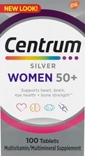Centrum Silver Women 50+,Multi-Vitamin,100 Tablets,Suports Brain,Eyes&Bone