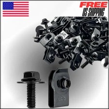 M6-1.0 Body Bolts & U Nuts Kits, Bumper Fender Liner Push Pull Metal, 100 Pcs