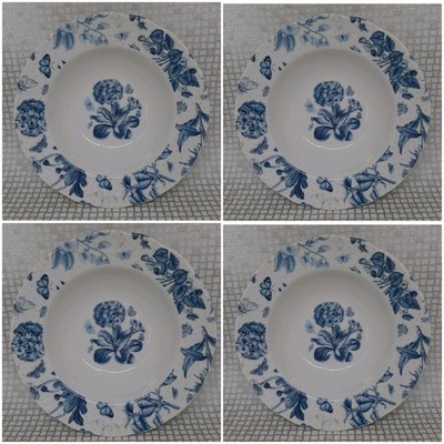 4x Portmeirion Botanic Blau 8,5'' Schüsseln Rand Porzellan Müsli Dessert Set