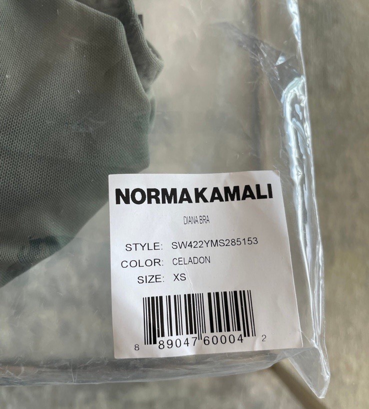 Norma Kamali Diana Bra Top XS Celadon NWT One Shoulder Mesh Rare image 8