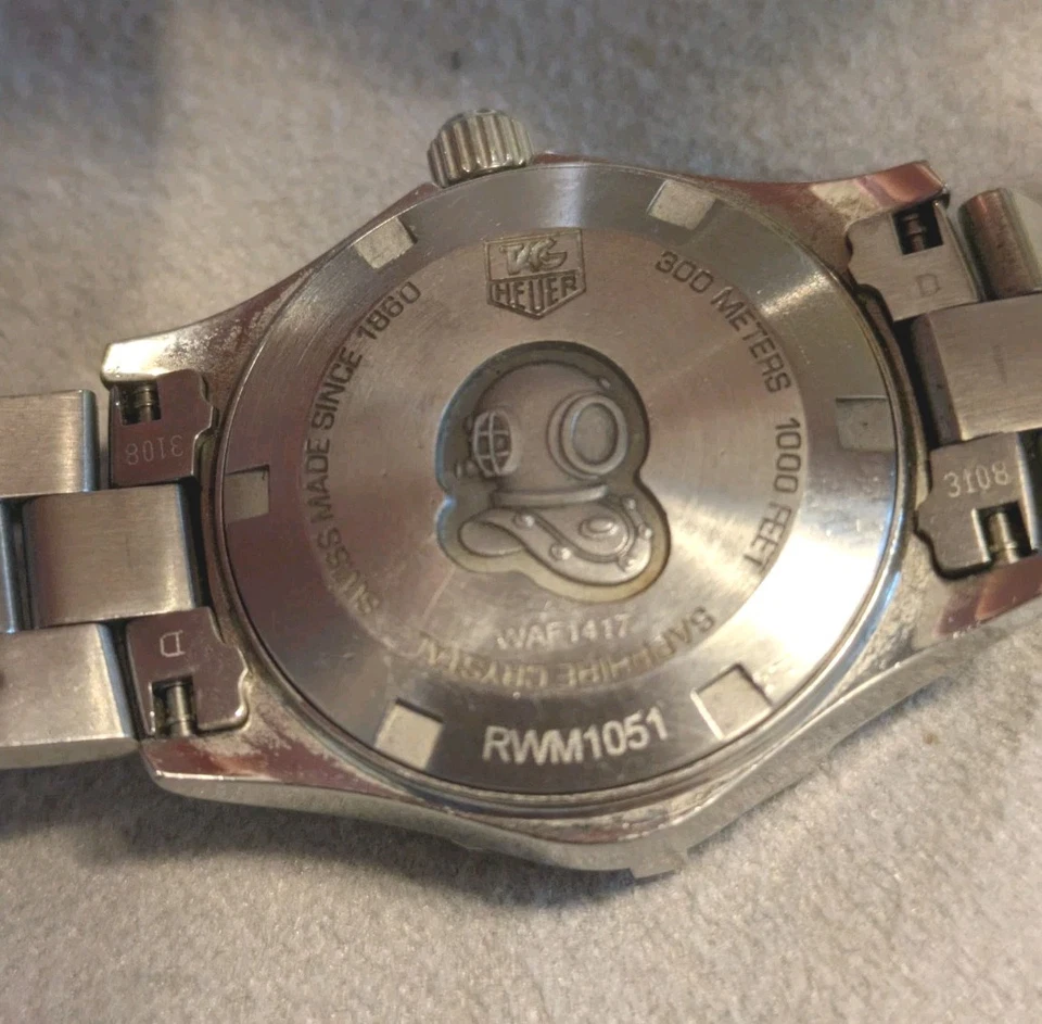 Reloj TAG Heuer Aquaracer 300M Autenticado MOP WAF1417.RWM1051 Funciona Nuevo Batt Foto 3 de 4