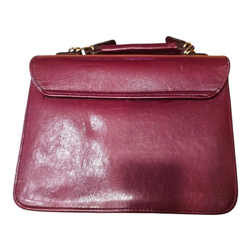 Polo Ralph Lauren Equestrian Vintage BURGANDY SaddleBAG Handbag Purse Top Handle - Picture 7 of 24