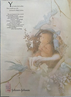 1969 Johnson s Baby Lotion Original Vintage Advertisement Basket Birds Print Ad