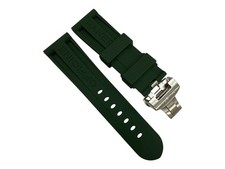 Dark Green Watch Strap - 24mm Rubber Strap for PANERAI with Deployant Clasp