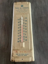 Vintage Quaker State Outdoor Thermometer Davis Oil Tampa Florida 14x4.5