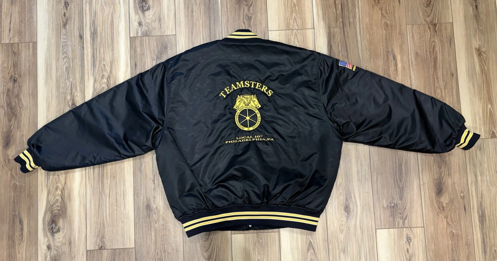 Vtg 90s Teamsters Local 107 Philly Satin Bomber Jacket 2XL Game Sportswear - product detail image 5