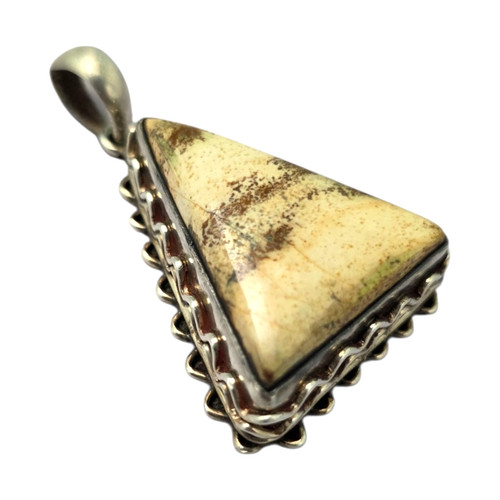 Southwestern Sterling Silver Natural Jasper Triangle Pendant 17.1gr #2210