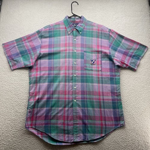 Camisa Polo Ralph Lauren Tilden Para Hombres Grande L Cresta de Golf A Cuadros Púrpura Verde azulado Preppy - Imagen 1 de 10