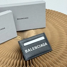Balenciaga Card Holder Black Unisex Leather NEW