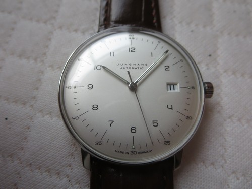 Junghans Max Bill Automatic Watch 27.4700 38mm made in Germany w/Box Leather - Picture 3 of 20