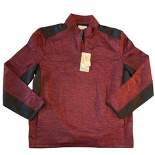 PGA Tour Mens 1/4 Zip Golf Pullover Maroon Heather Black PVKFD0C0DS Size Medium