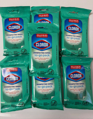 6 PACK  Clorox Disinfecting Wipes To Go Pack , Total 54 Wipes