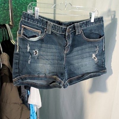Maurices Distressed Cut Off Denim Shorts Blue Women's Size 13/14