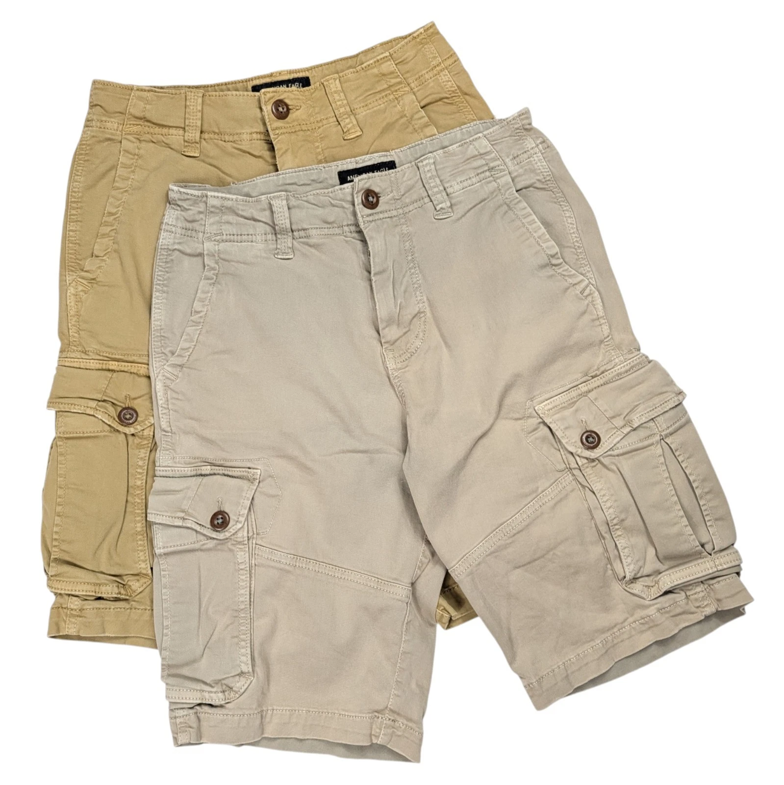 Lot of 2 American Eagle Extreme Flex Cargo Shorts Men 28 Longer Length Khaki