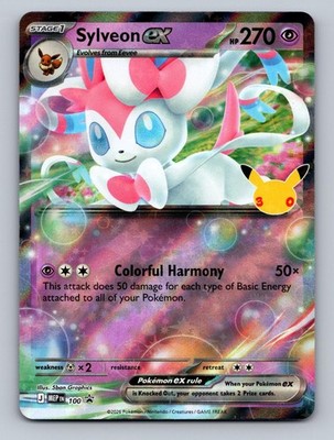 Sylveon ex (30th Celebration) 100 Holo Promo ME: Mega Evolution Promo Pokemon NM
