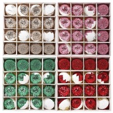 Festive Foam Christmas Balls 16 Pack 6cm Pink Red Light Gold Green Set