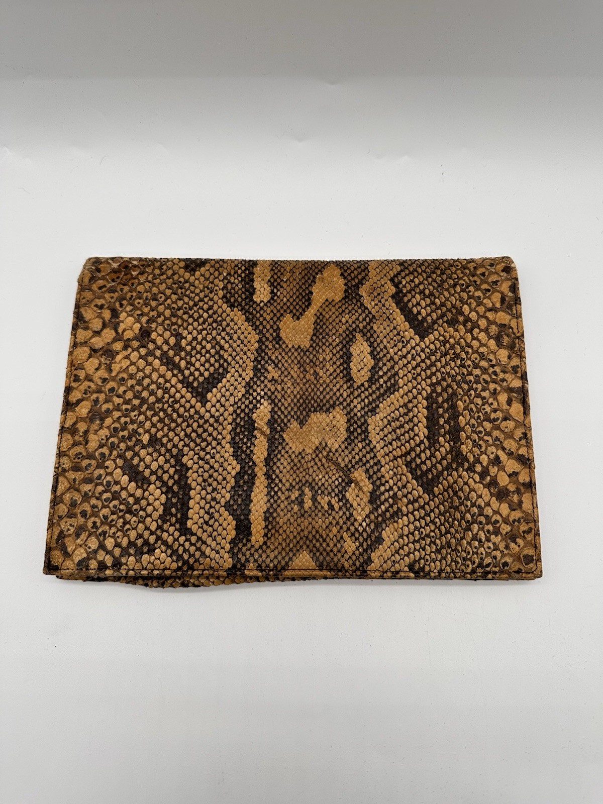 Genuine Python Envelope Wallet Clutch Brown Black… - image 3