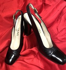 Auth VTG CHANEL CLASSY Butter Soft Patent Leather Chunky Heels 37 Sz6.5