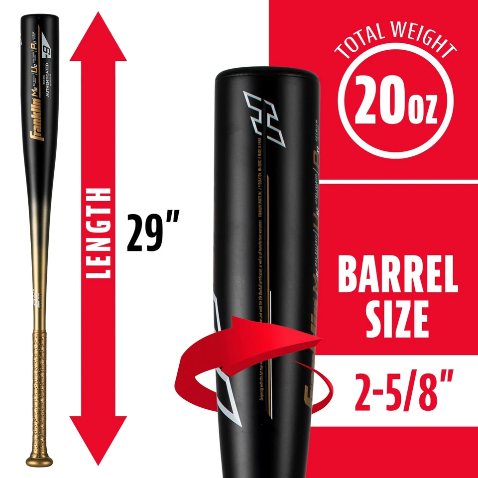 Franklin Sports Heist Youth Baseball Bat 20Oz Aluminum Big Barrel Ages 8-12 - Image 3 of 4