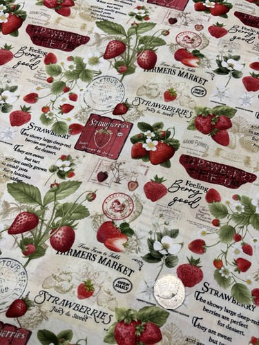Strawberries - 1/2 Metre - Timeless Treasures Fabric - Picture 2 of 7