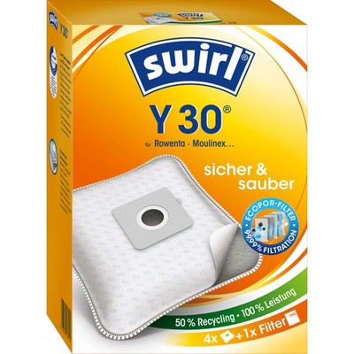 SWIRL Y 30 | 4 Staubsaugerbeutel | für Rowenta, Moulinex, LG