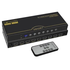 8×1 HDMI Switch 8 in 1 Out, 8 Port 4K HDMI Switcher Selector Box