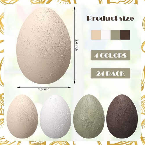24 Pcs Easter Speckled Eggs Textured Plastic Neutral Decor... - Picture 3 of 6
