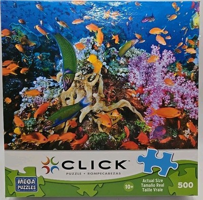 Click Mega Puzzles 500 Piece Puzzle Tropical Reef Ocean Fish Scene Complete 