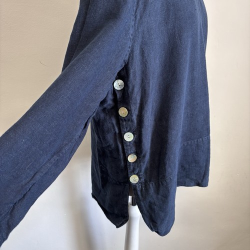 Top The Linen Press Talla EU 50 UK 18 Azul Marino Calce Relajado Lagenlook 100% Lino - Imagen 4 de 11