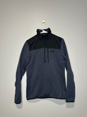 Helly Hansen Jacket Mens Small Black Varde 1/2 Zip Knit Fleece Outdoor Travel