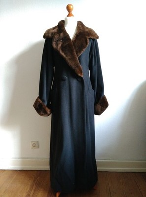 Boutique Olivier Mauge Couture langer Mantel 40 L Kaschmirmantel Echtfell