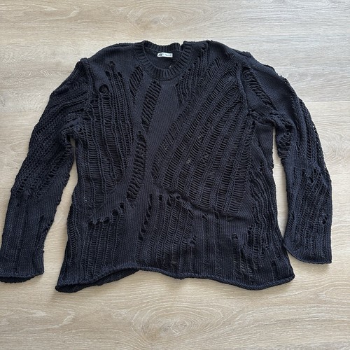 ZARA Women's Oversized Open Knit Distressed Sweater L