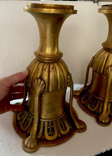 Lg Heavy Solid Brass Bases Candle Holders Doorstop Architectural Salvage 30 Lbs