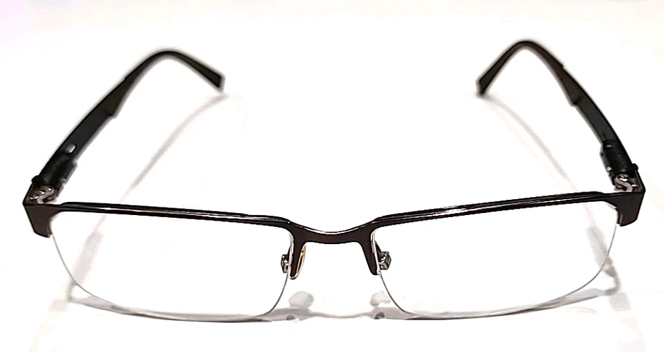 Jhane Barnes Grandes Marrón Metal Medio Borde Rectangular Anteojos 57-17 145 Foto 2 de 4