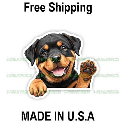 Peeking Rottie Decal Sticker Rottweiler Vinyl Waterproof B